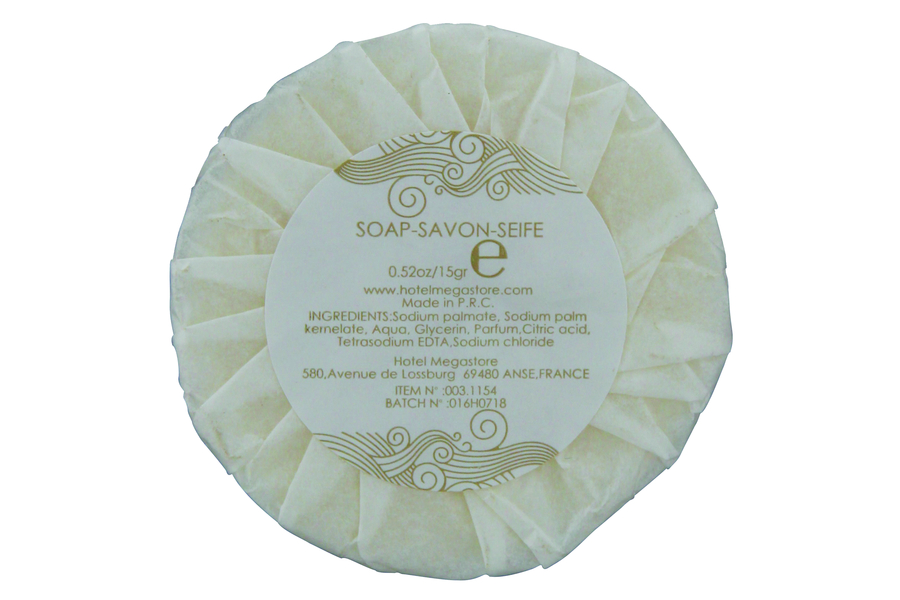 15 g round soft soap, folded paper